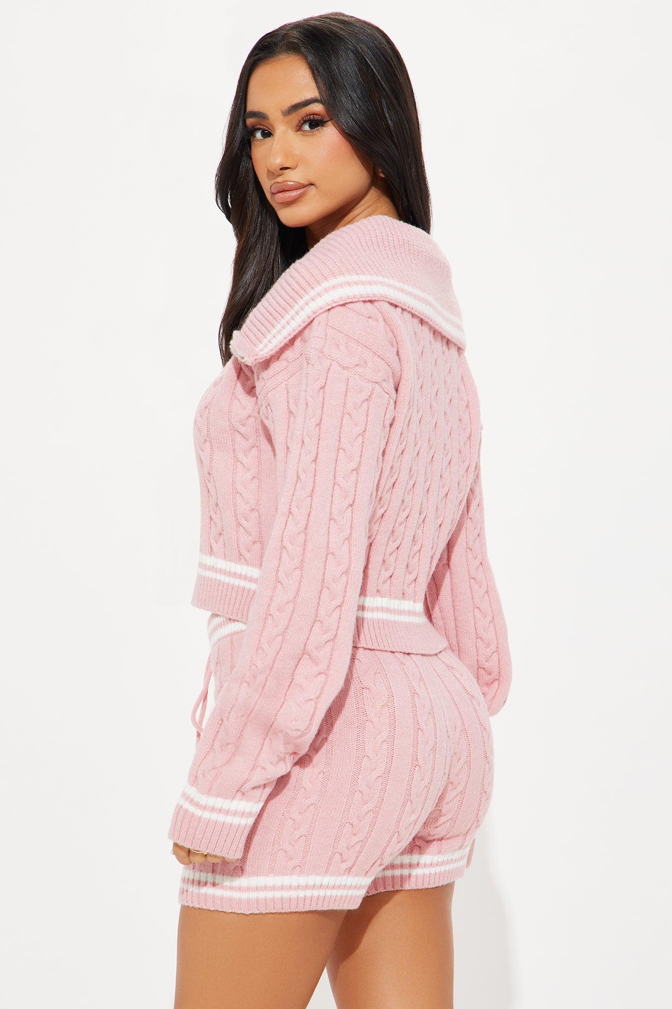 Serena Sweater Short Set - Pink Product Image