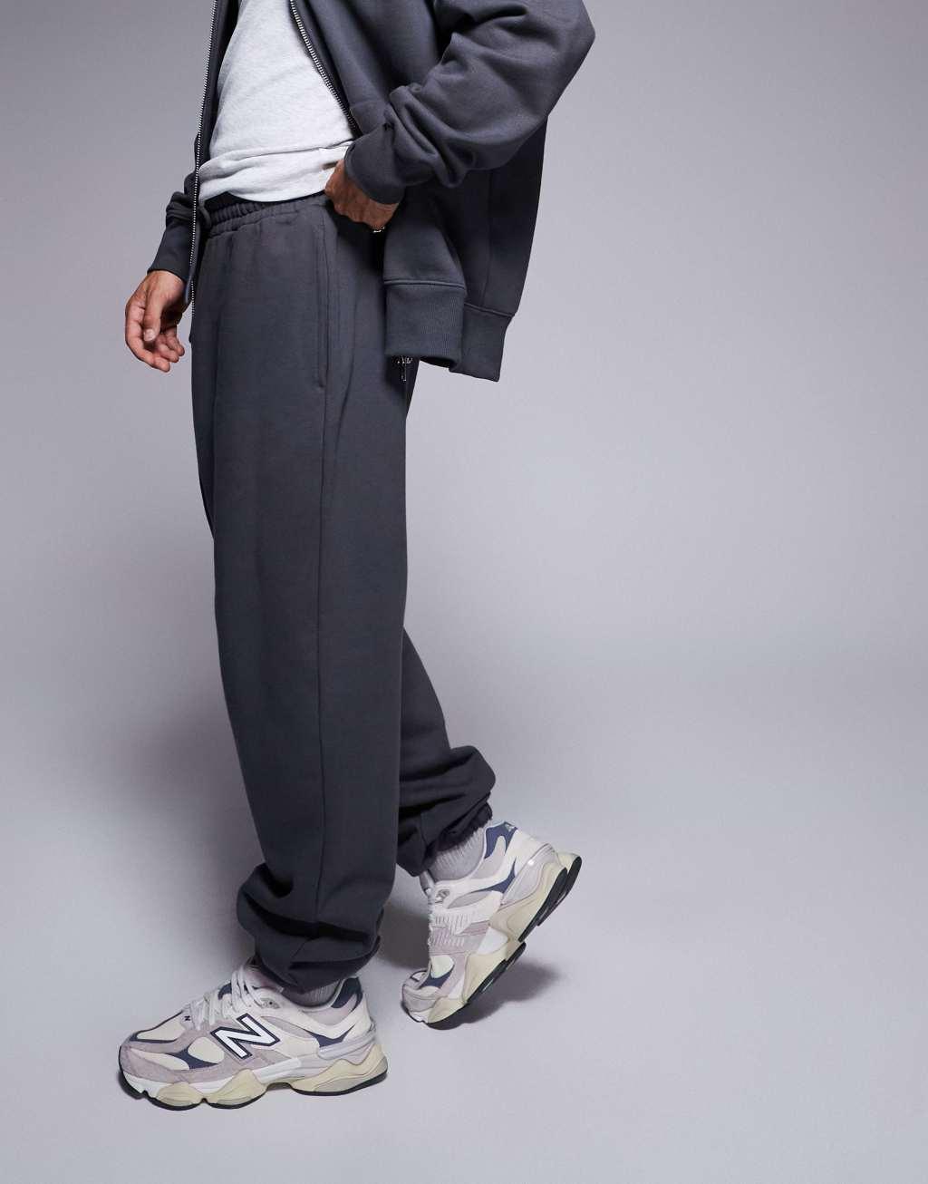 ASOS DESIGN premium heavyweight oversized sweatpants in charcoal Product Image