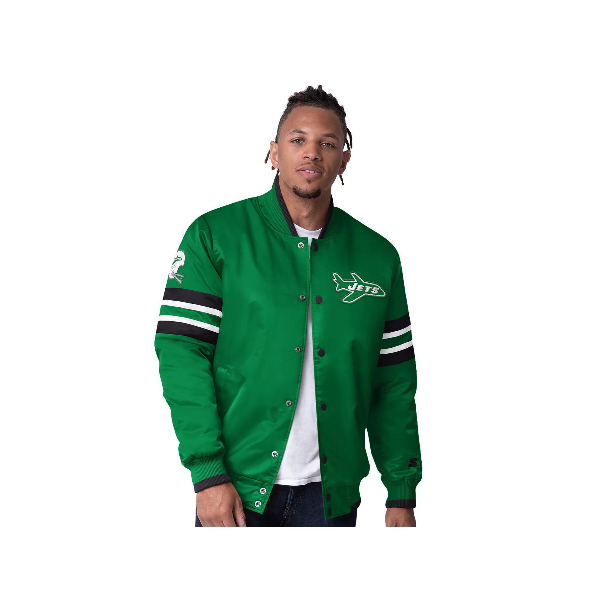Men's Starter Green New York Jets Vintage Logo Scout I Full-Snap Varsity Jacket,  Product Image