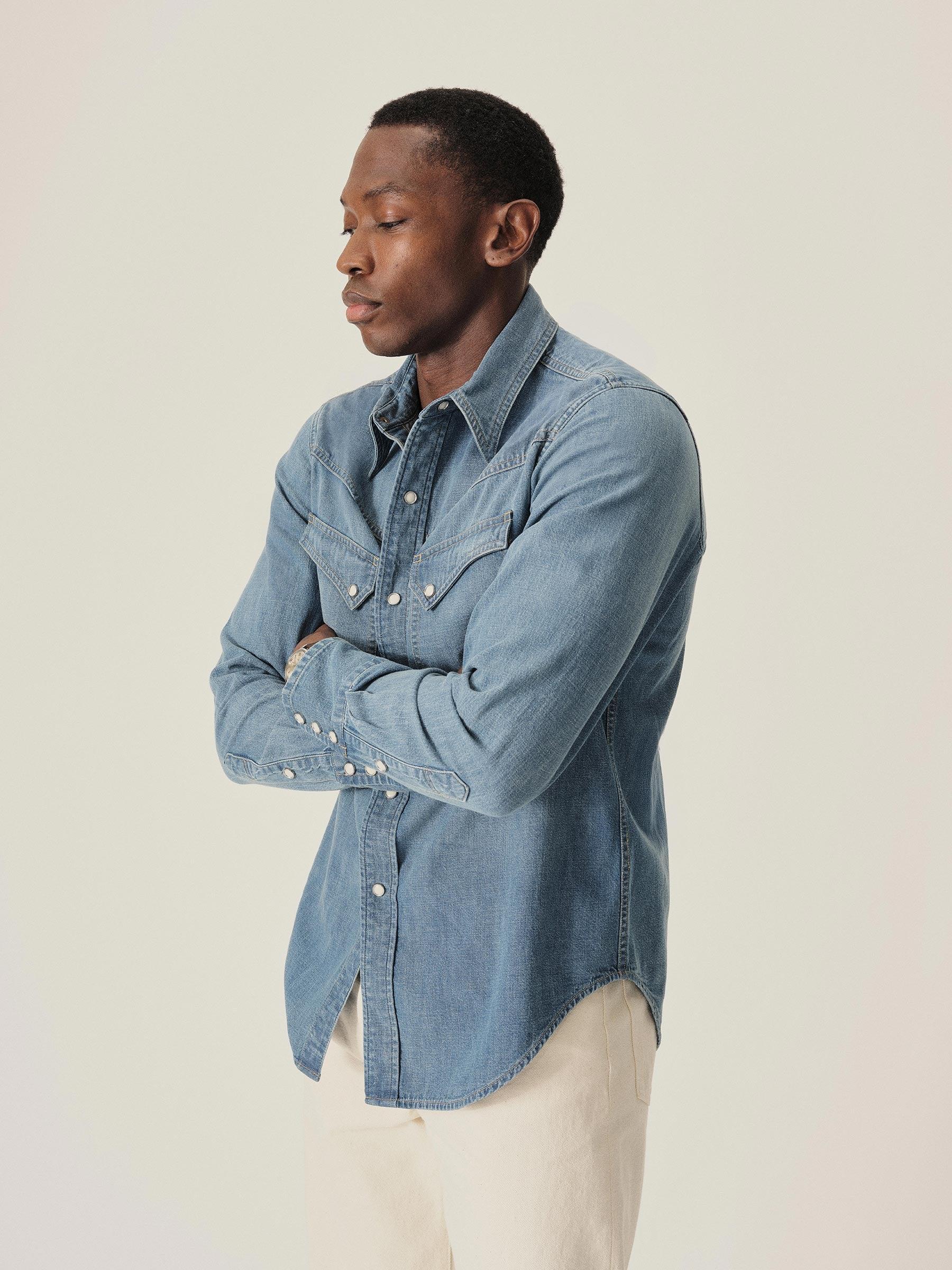 M048 Japanese Denim Lubbock Longhorn Shirt Product Image