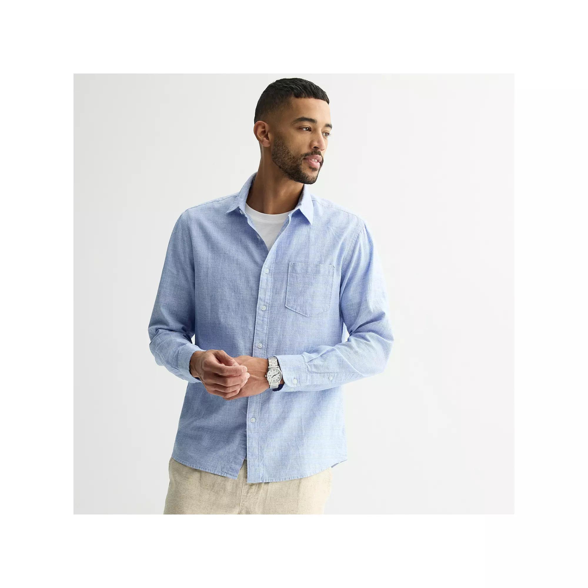 Men's Sonoma Goods For Life® Perfect Length Long Sleeve Linen Shirt,  Product Image