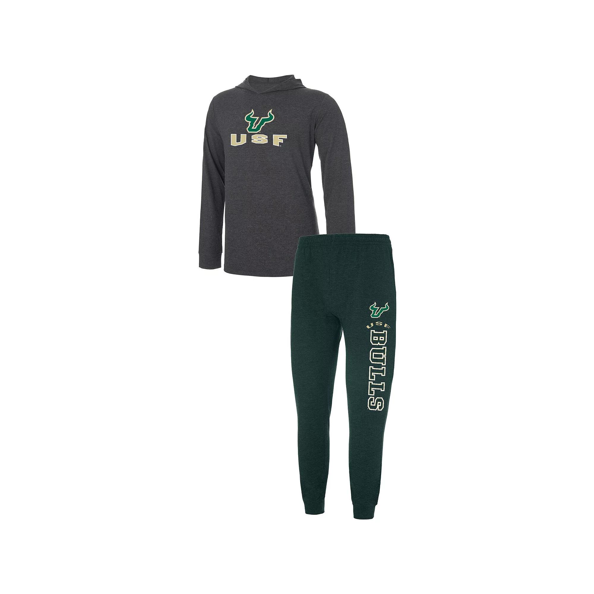 Men's Concepts Sport Green/Charcoal South Florida Bulls Meter Long Sleeve Hoodie T-Shirt & Jogger Pants Set, Size: XL, Usf Green Product Image