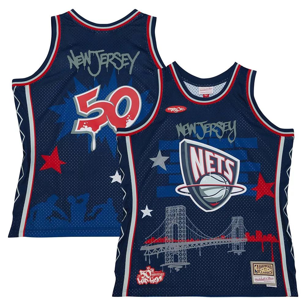 Men's Mitchell & Ness x Tats Cru Navy New Jersey Nets Hardwood Classics Fashion Jersey,  Product Image