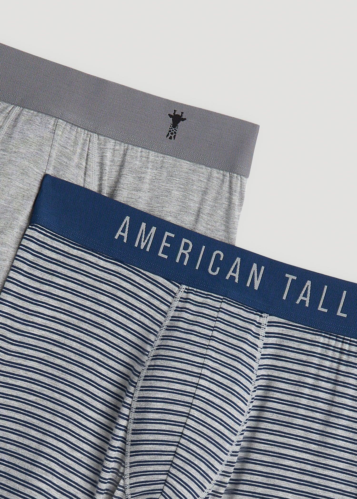 Micro Modal Boxer Briefs for Tall Men in Navy Stripe & Light Grey Mix Male Product Image