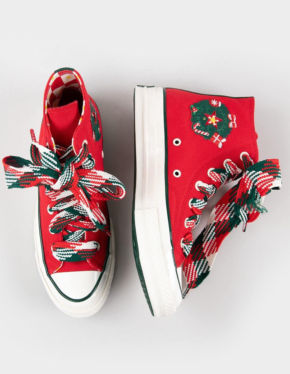 CONVERSE Chuck 70 Christmas High Top Womens Shoes - GREEN Product Image