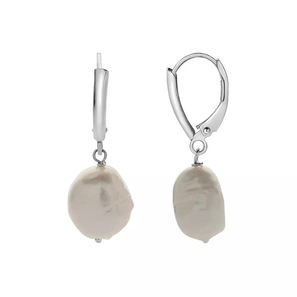 Gemstone Brilliance Sterling Silver Baroque Freshwater Cultured Pearl Dangle Earrings, Women's, Silver Tone Product Image
