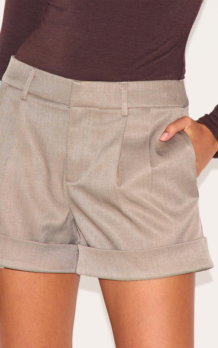 Taupe Mid Rise Tailored Woven Shorts Product Image