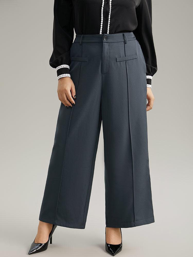 Static-Free Plain High Rise Elastic Waist Pants Female Product Image
