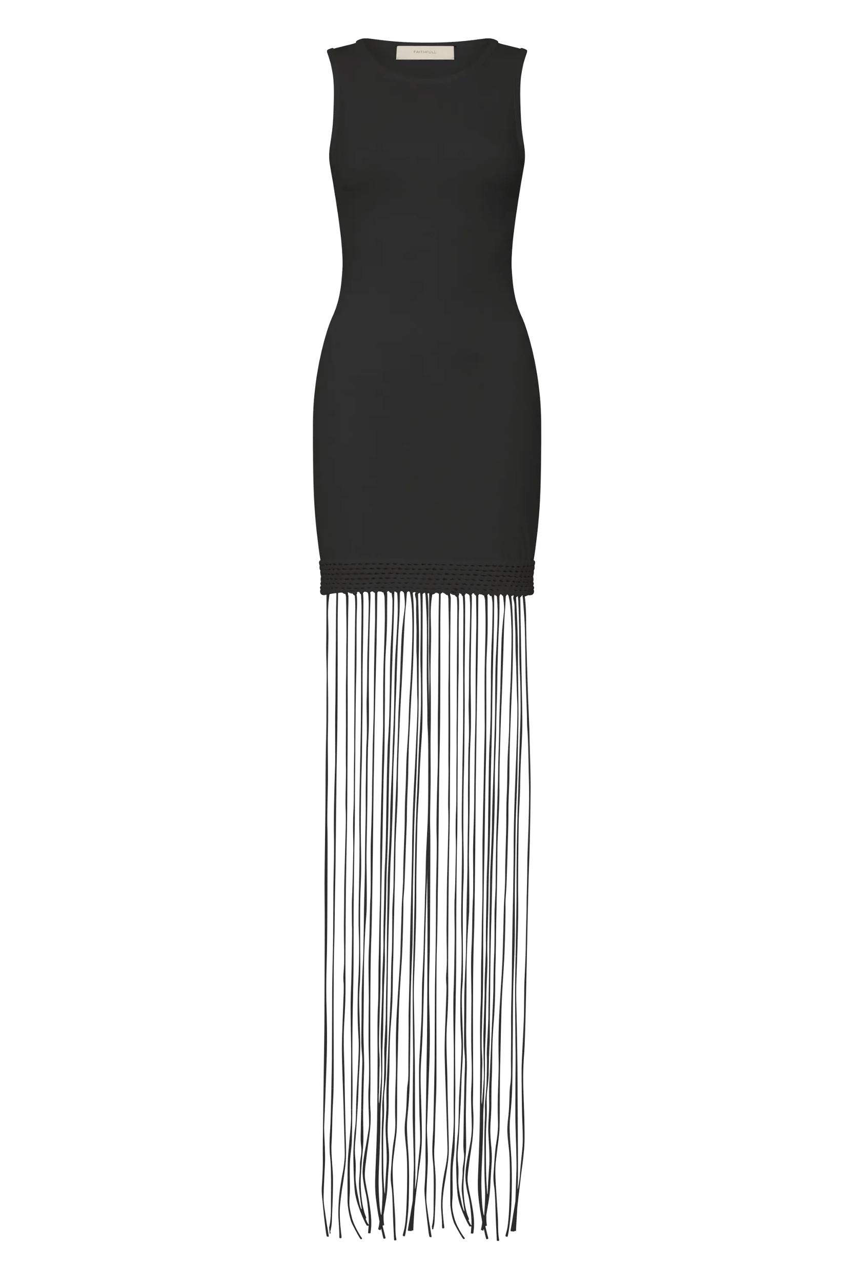 Maceio Fringed Dress Black - Final Sale Product Image