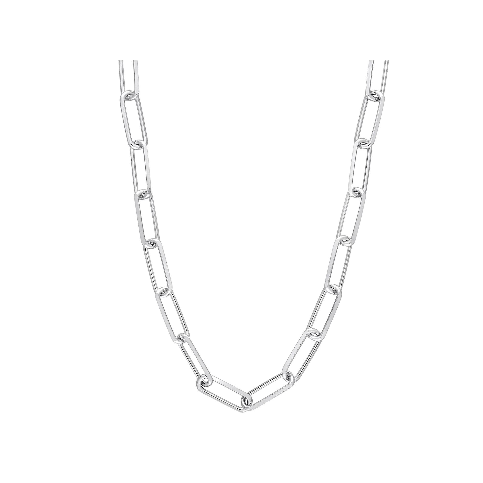 Stella Grace Sterling Silver 5 mm Paper Clip Link Chain Necklace, Womens Product Image