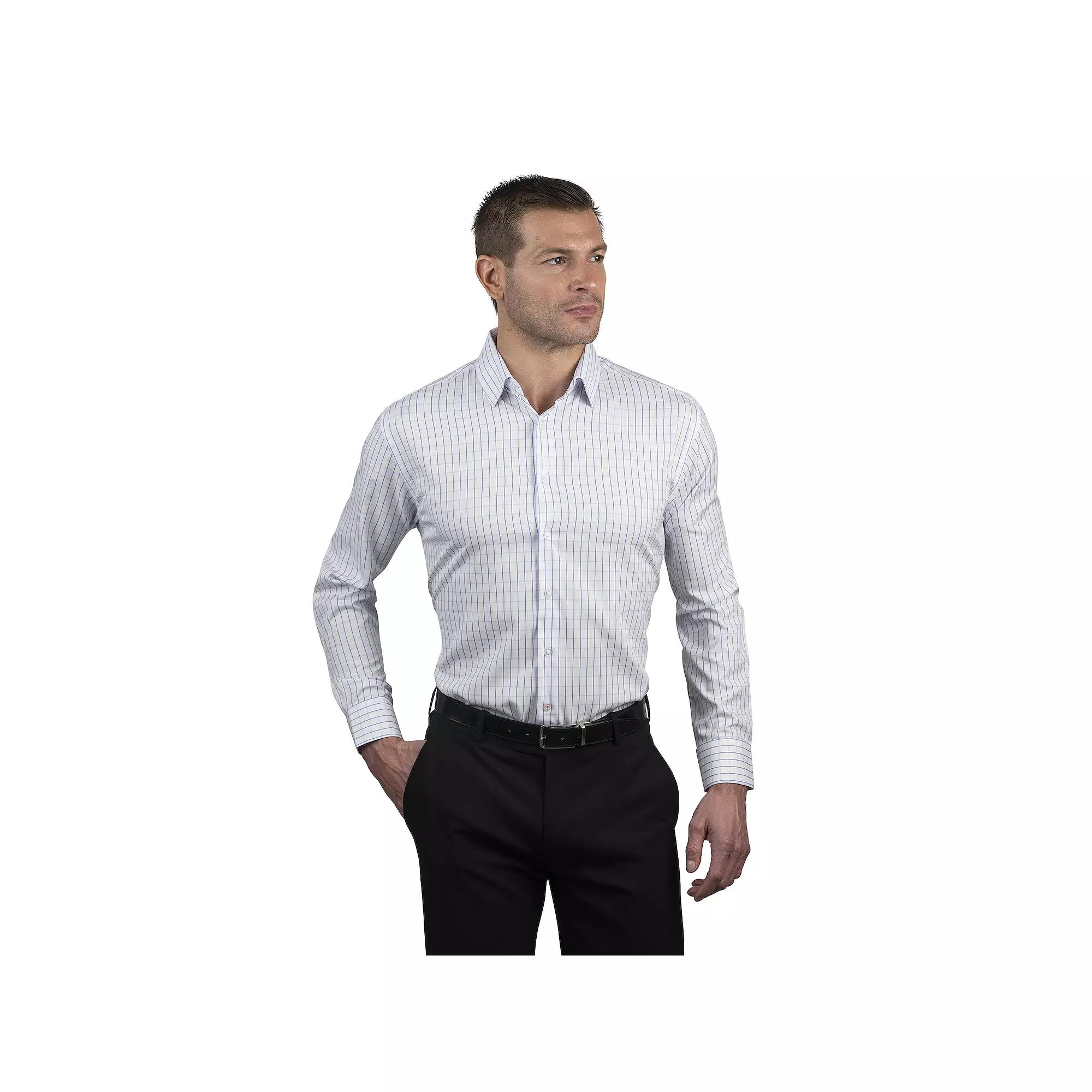 Men's Nautica Wrinkle Free Performance Regular-Fit Dress Shirt, Size: Large-32/33, Blue Medium Check Product Image