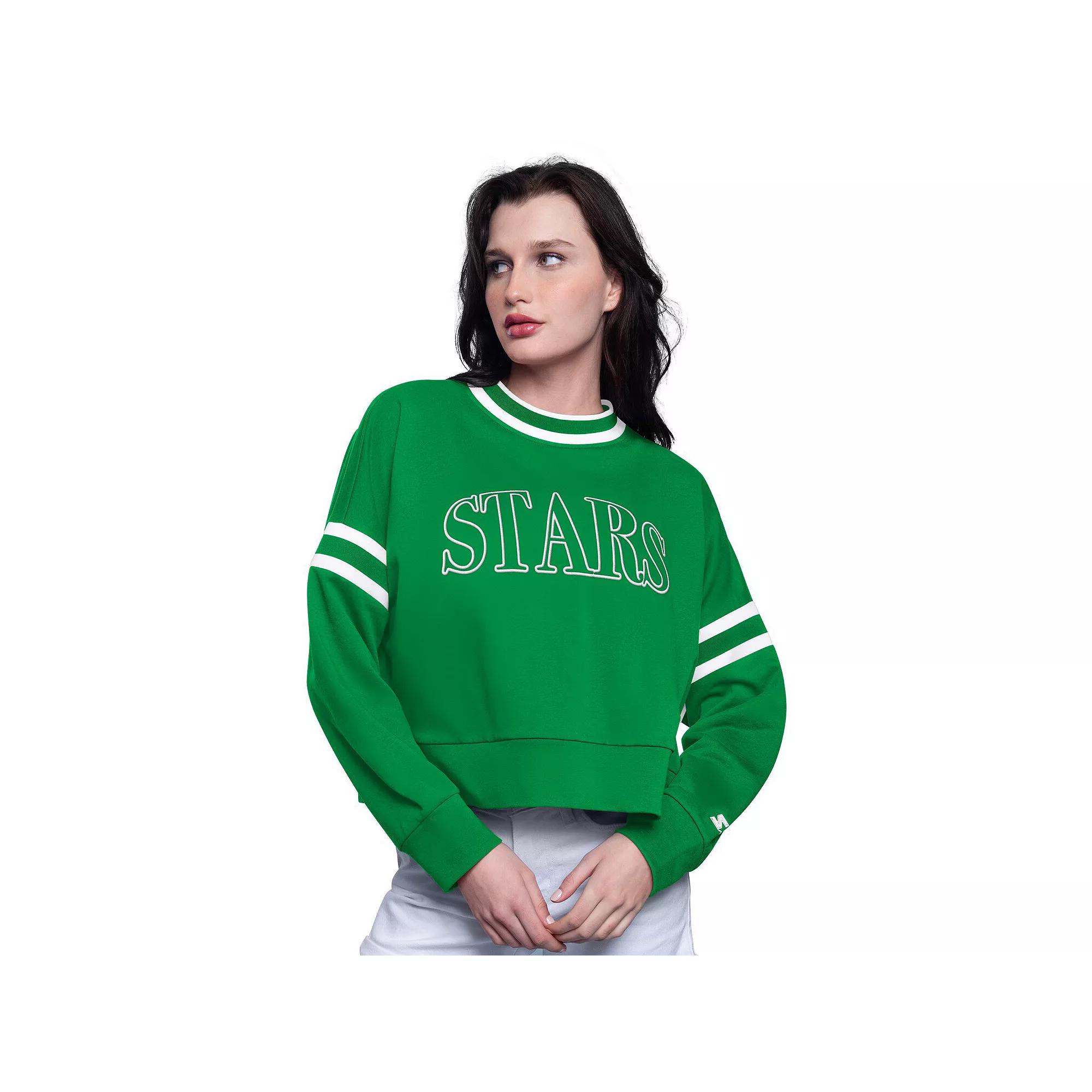 Women's Starter  Kelly Green Dallas Stars Power Play Cropped Pullover Sweatshirt, Size: Large, Str Green Product Image