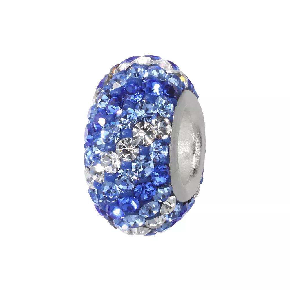 Individuality Beads Sterling Silver Crystal Striped Bead, Women's, Blue Product Image