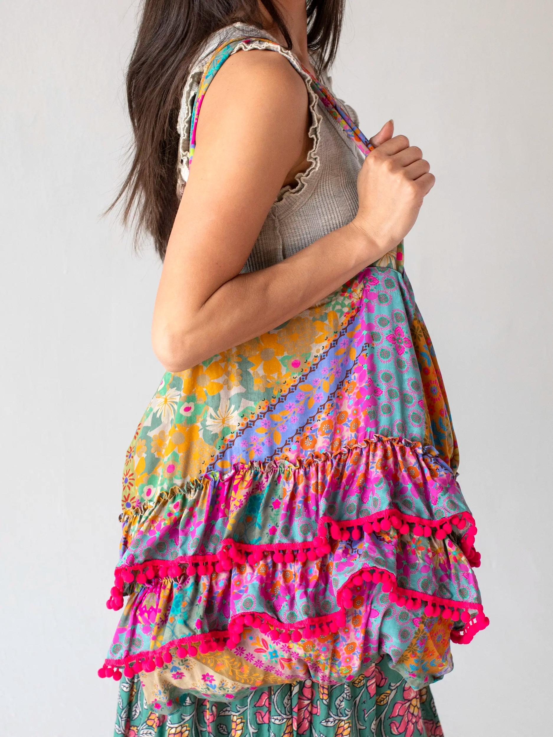 Ruffle Tote Bag - Multi Patchwork Product Image