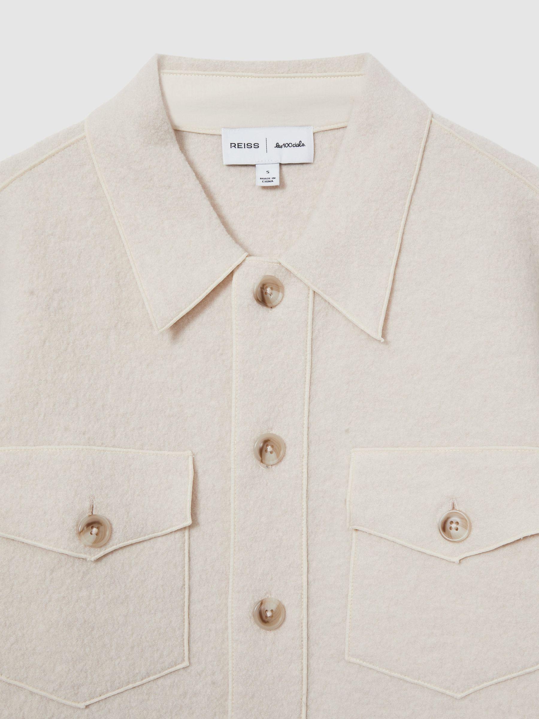 Reiss | Les 100 Ciels Boiled-Wool Bouclé Overshirt in Cream Product Image
