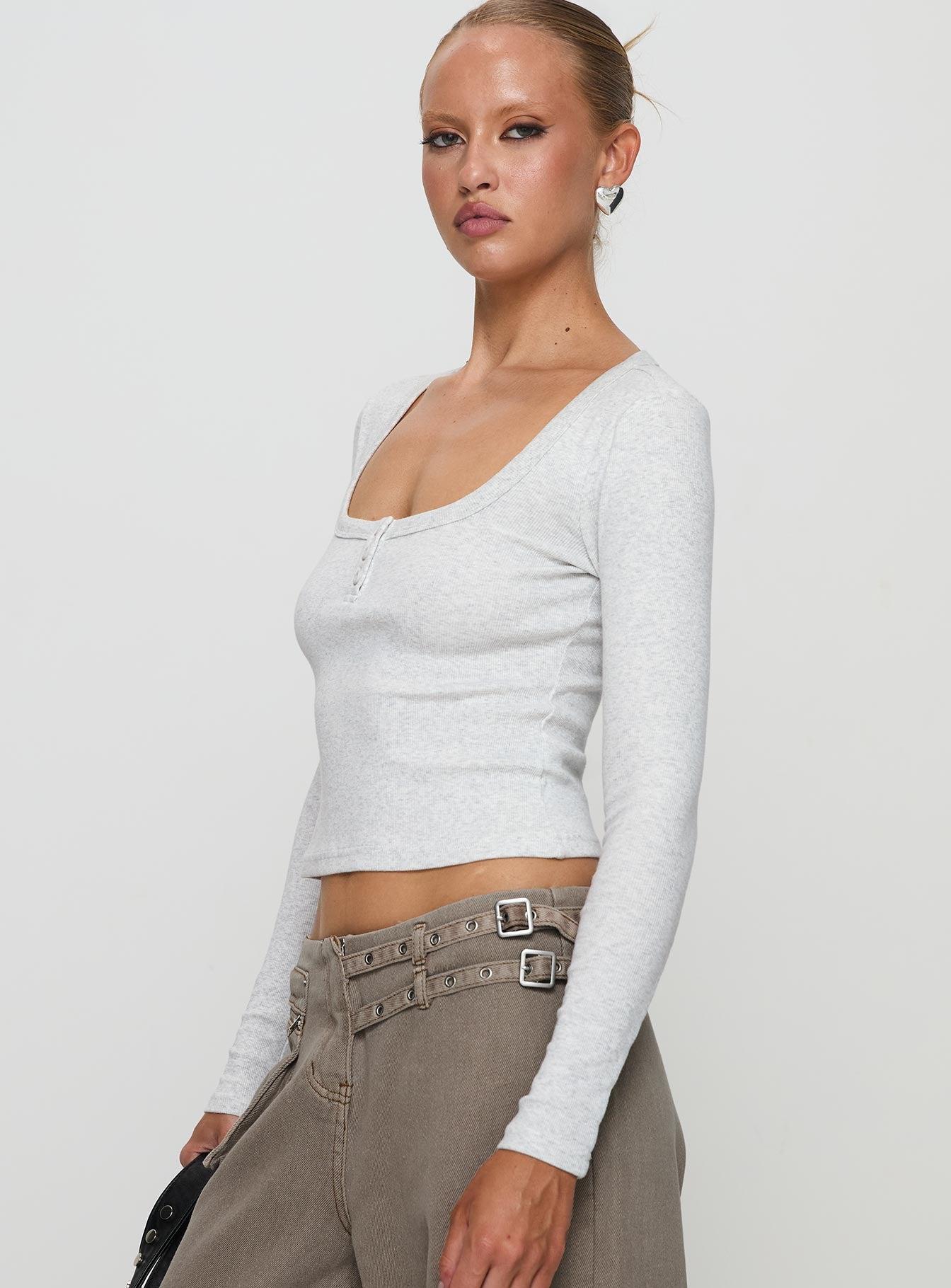 Daphine Long Sleeve Top Grey Product Image