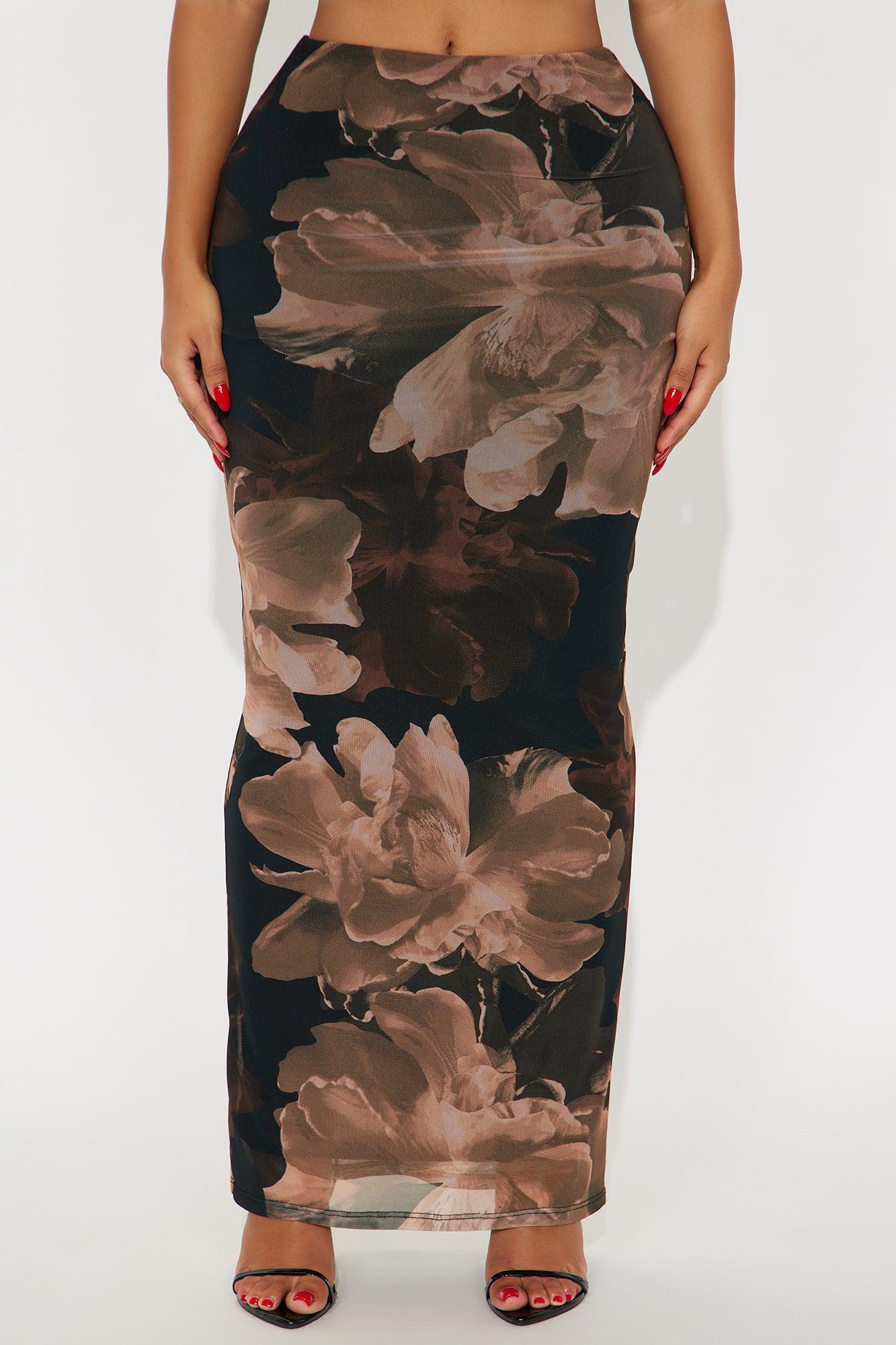 Midnight Bloom Mesh Maxi Skirt - Brown/combo Female Product Image