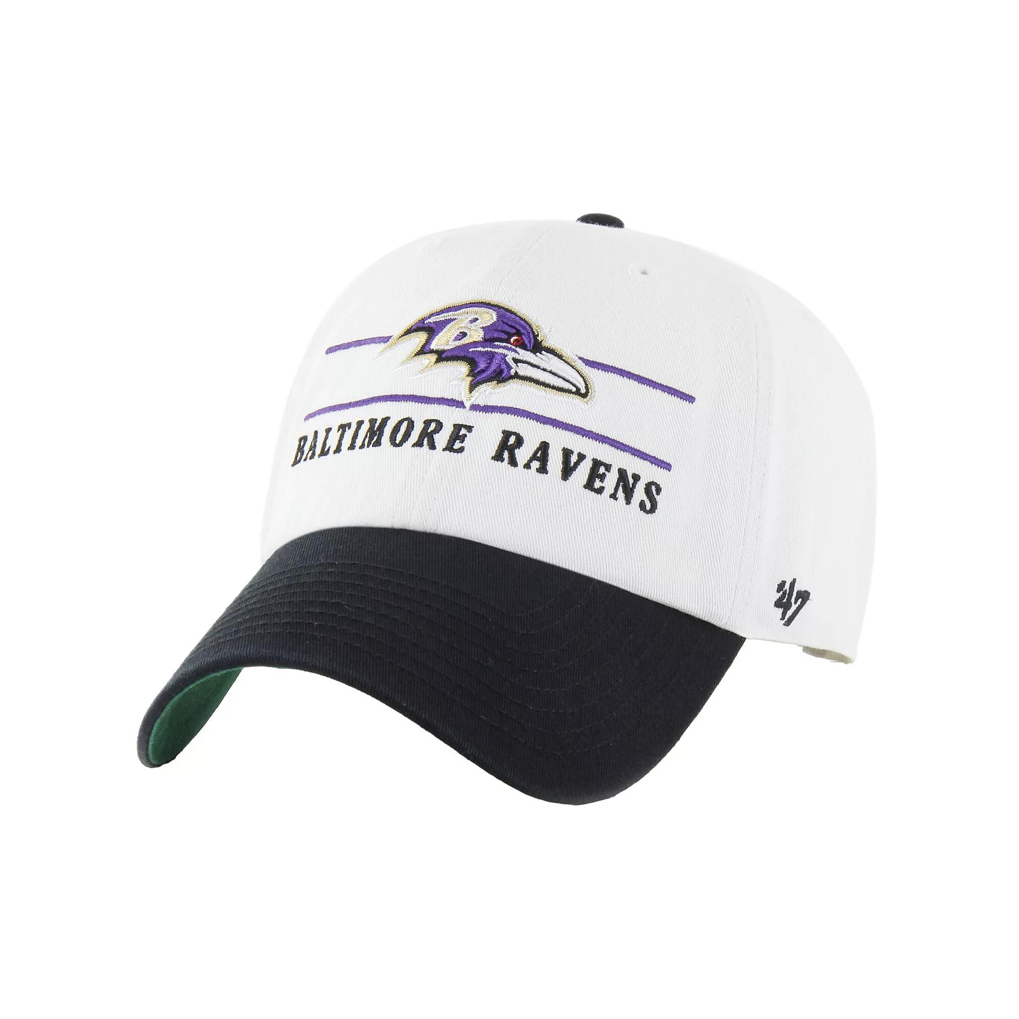 Men's '47  White/Black Baltimore Ravens Double Header Clean Up Adjustable Hat Product Image