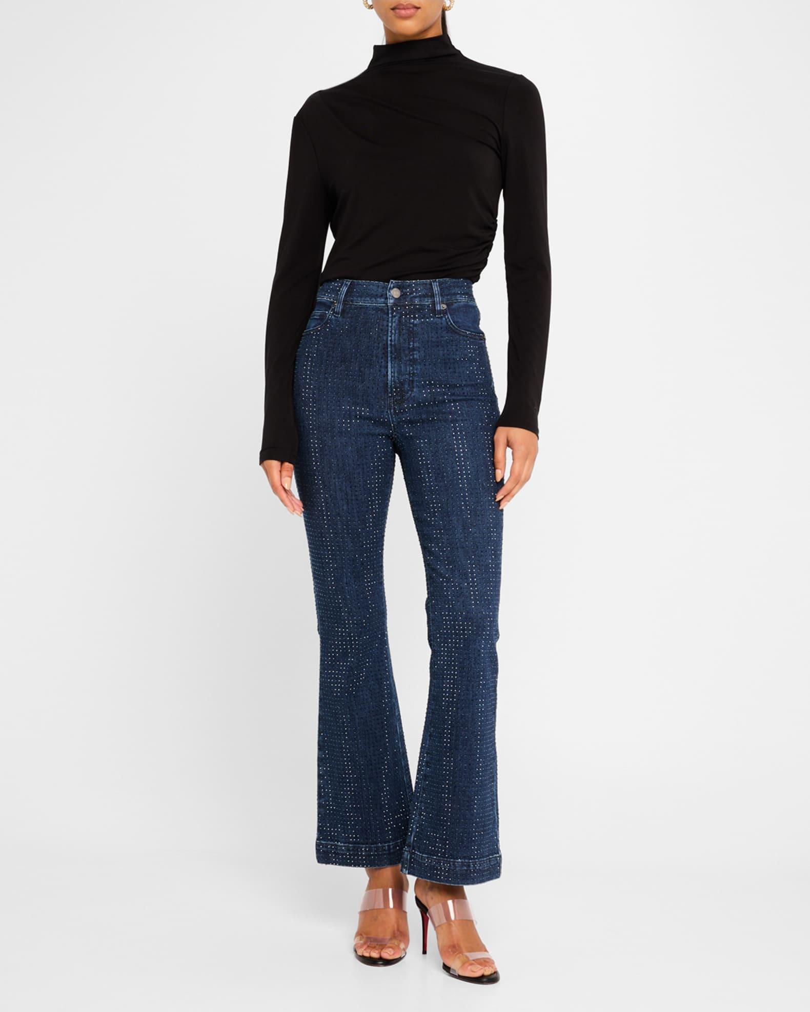 Carson High-Rise Ankle Flare Rhinestone Jeans Product Image