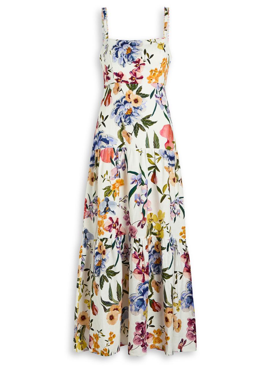 FARM RIO Off-white Greek Garden Lenzing Ecovero Euroflax Maxi Dress In Greek Garden Off-white Product Image