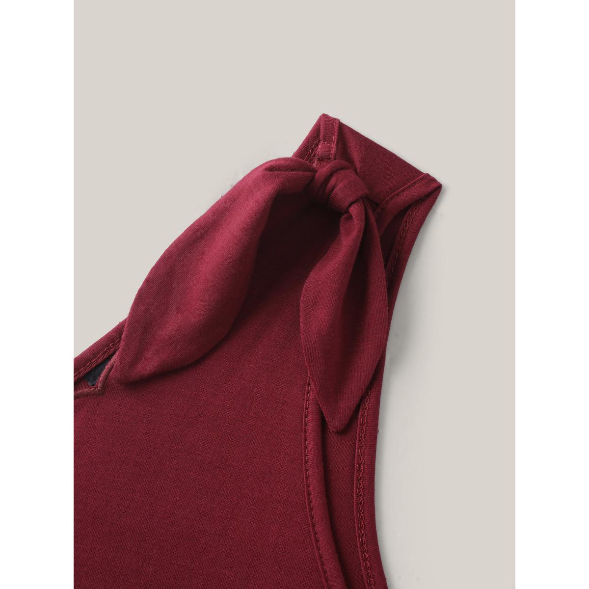 Plus Size Supersoft Stretchy Scalloped Neck Tank Top Women Burgundy Timeless Tie knot V-neck Elegant Tank Tops Camis BloomChic 10/M Product Image