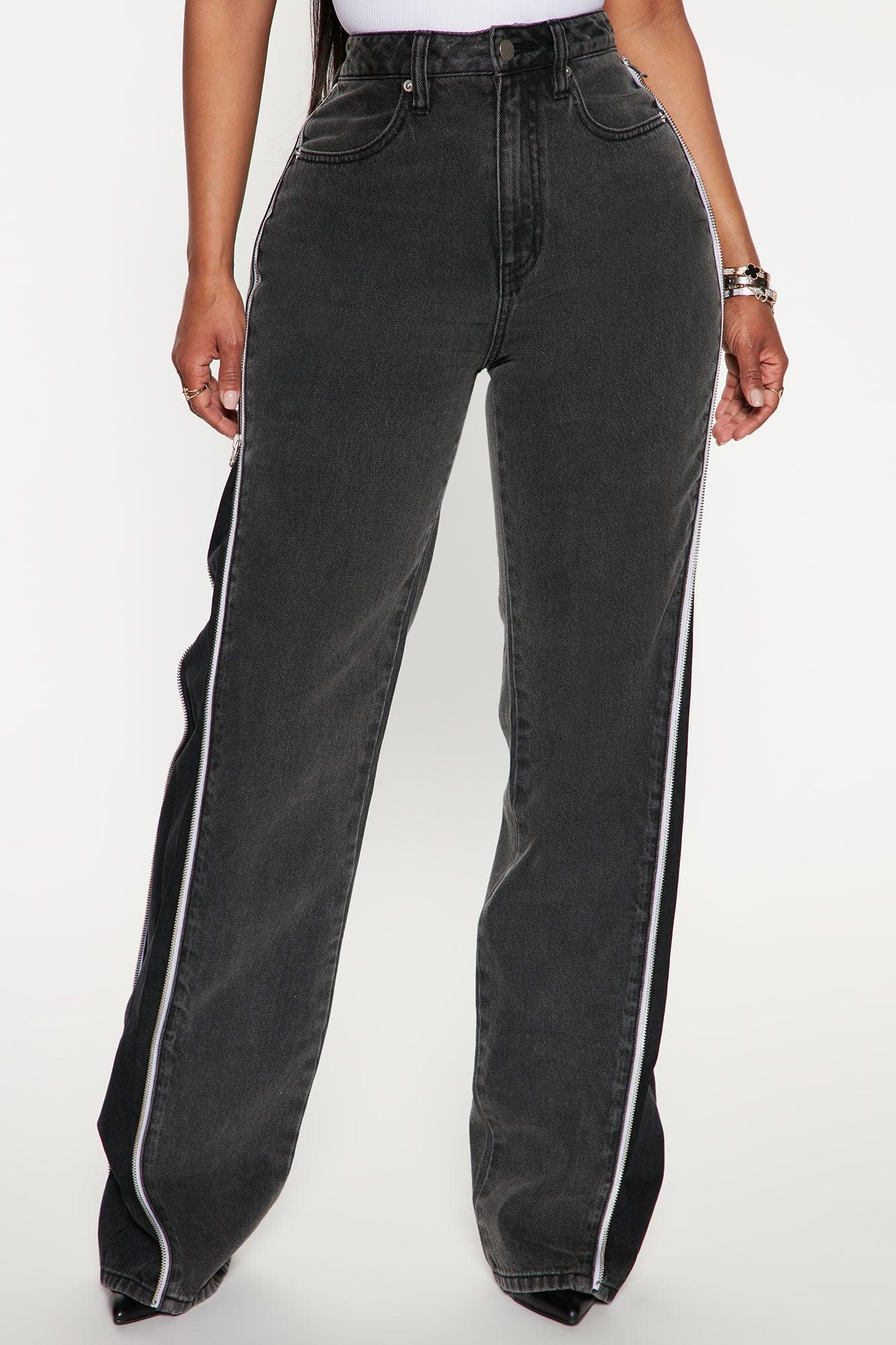 Zip It Up Straight Leg Jeans - Black Product Image