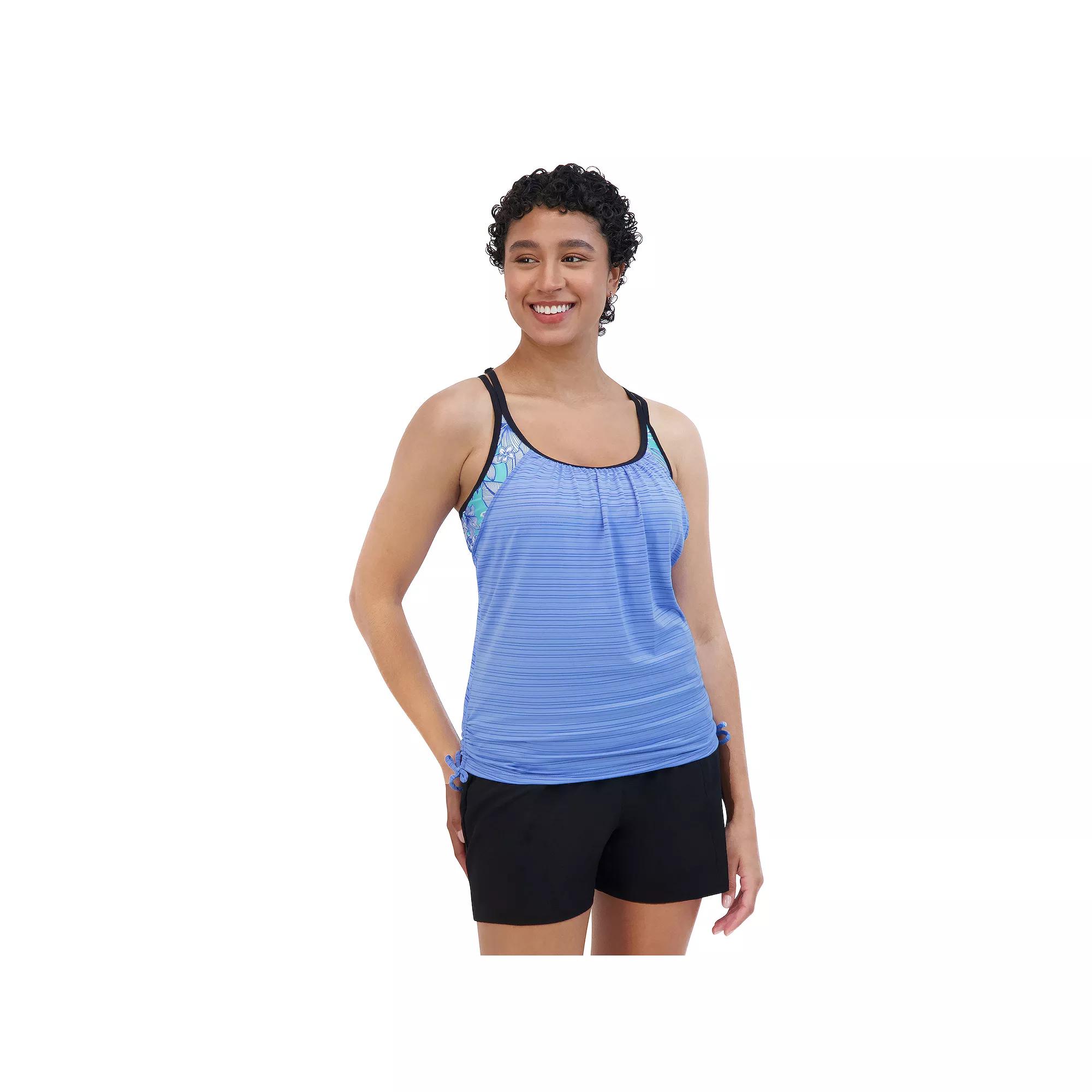 Women's ZeroXposur Botany Ruched 2-For Tankini Swim Top, Size: Medium, Bluebell Product Image