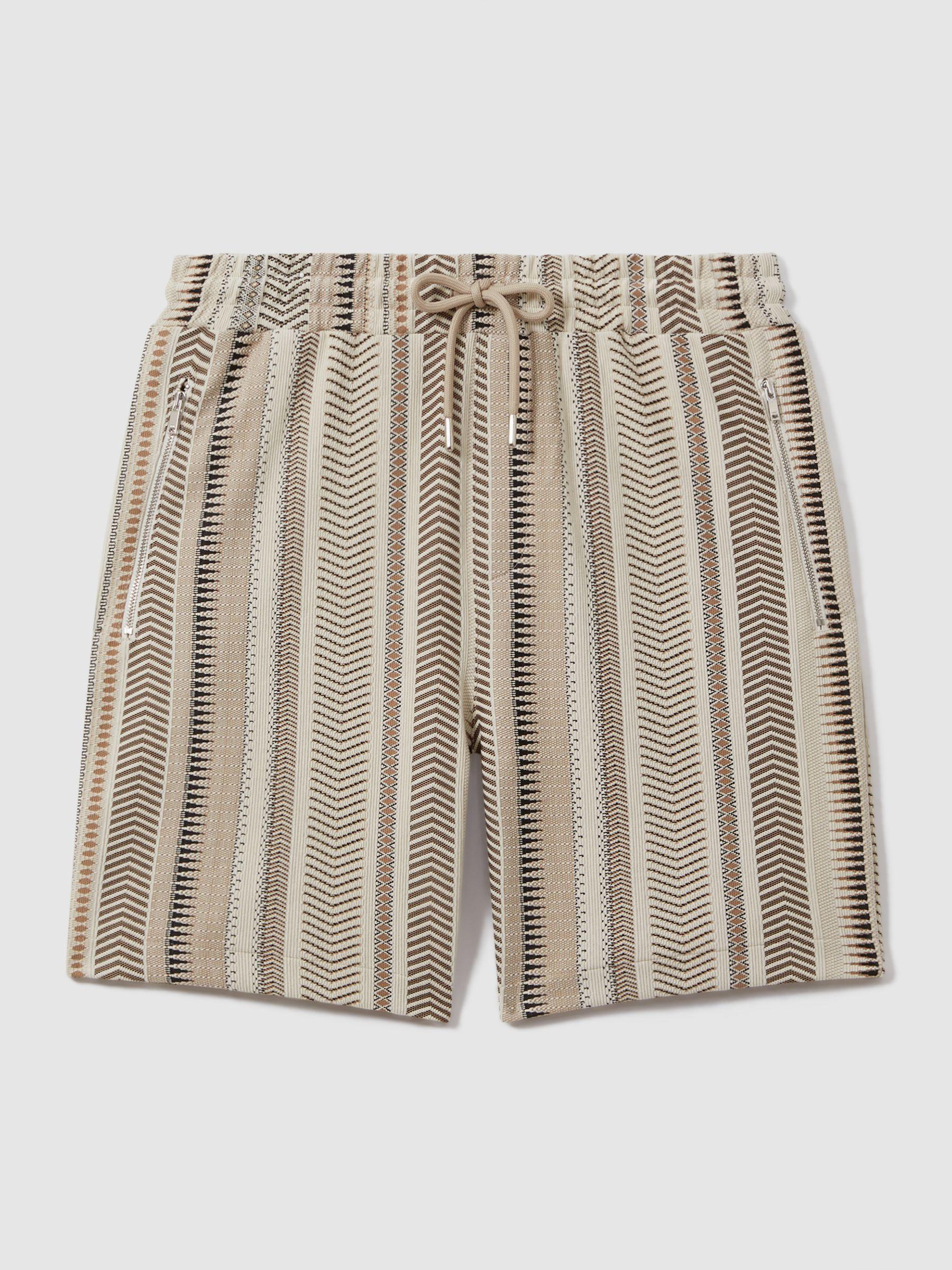 Jacquard Drawstring Shorts in Ecru Multi Product Image