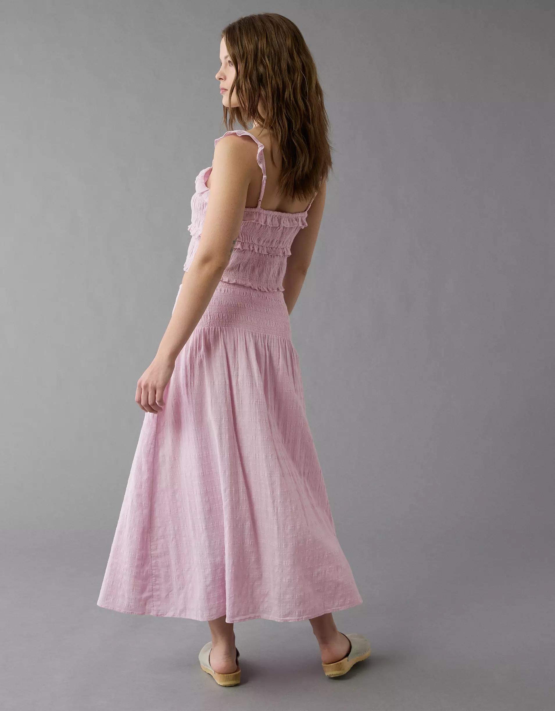 AE High-Waisted Smocked Maxi Skirt Product Image