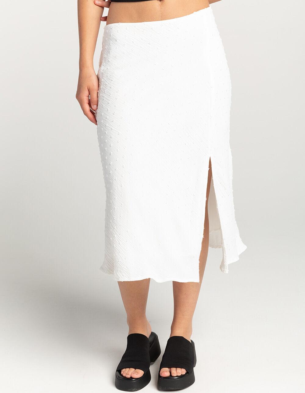 RSQ Mid Rise Clip Dot Womens Midi Skirt - WHITE Product Image