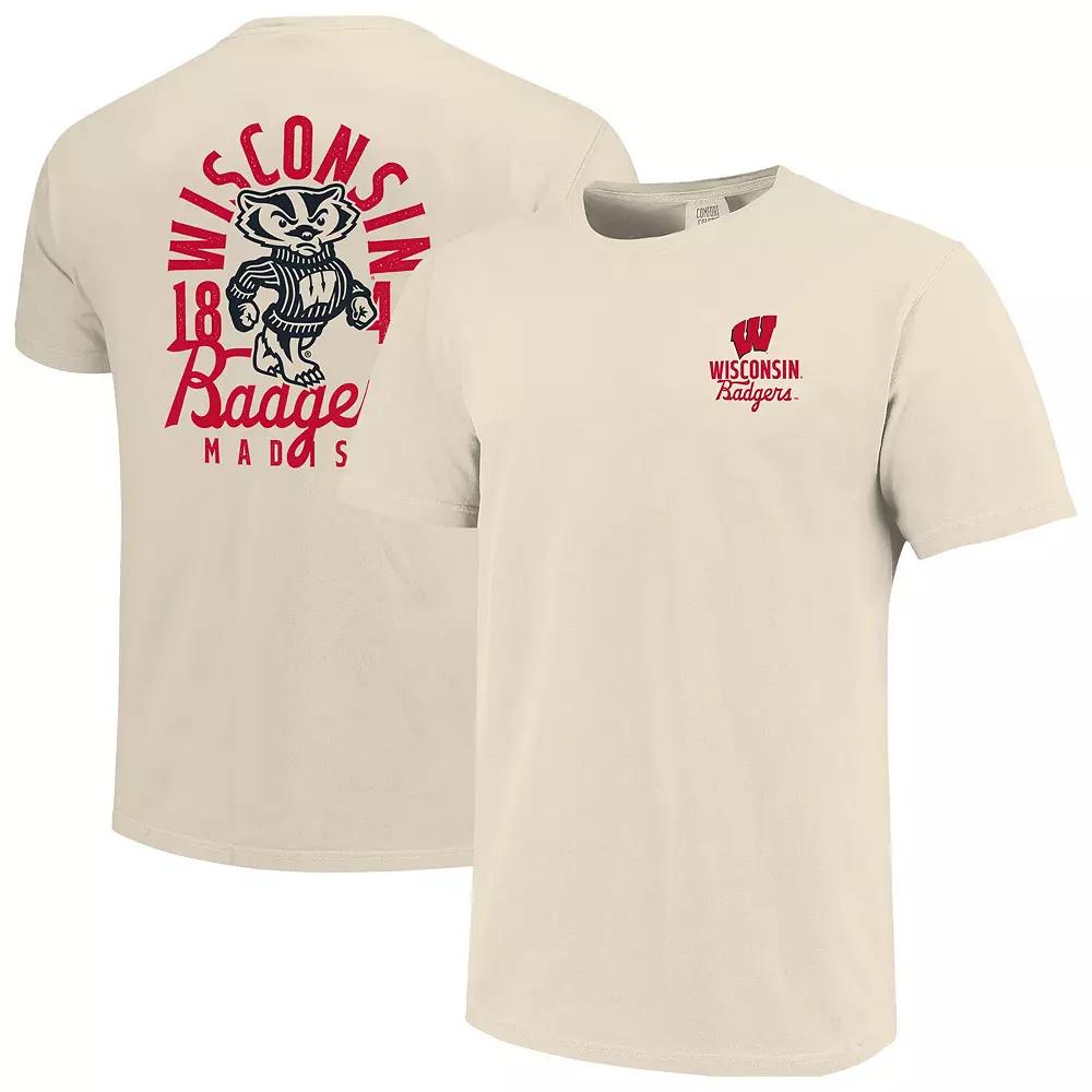 Men's Cream Wisconsin Badgers Comfort Colors Mascot Overlay T-Shirt,  Product Image