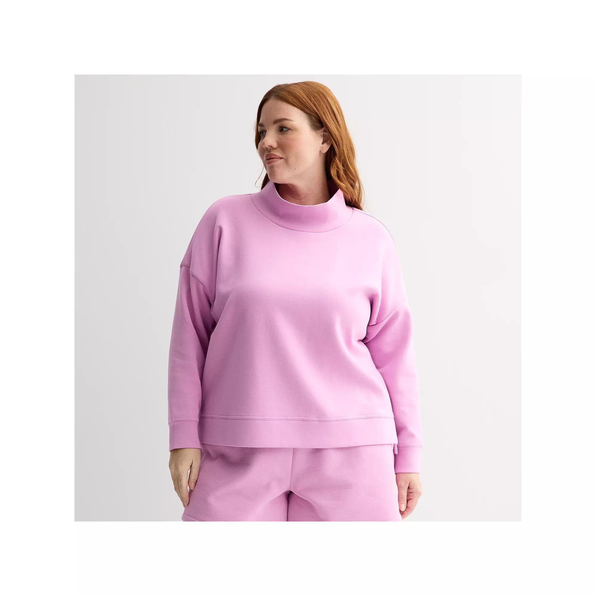 Plus Size Tek Gear Double Knit Funnel Neck Sweater, Women's, Size: 1XL, Purple Macaroon Product Image