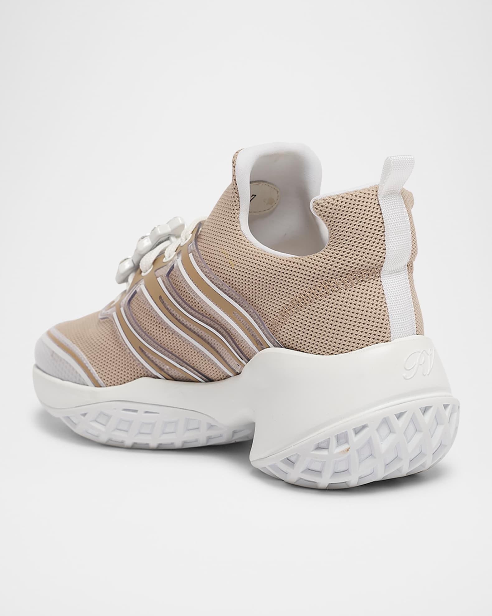 Viv Run Strass Buckle Knit Lace-Up Sneakers Product Image