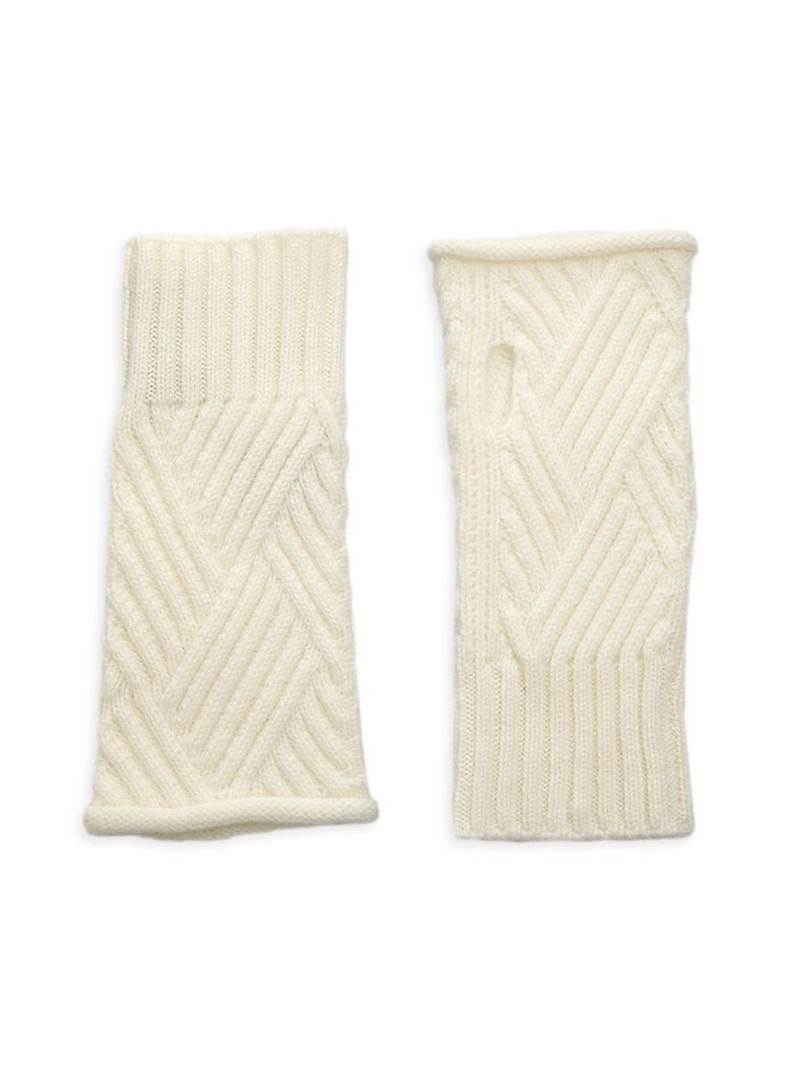 Womens Cabel-Knit Ribbed Trim Fingerless Gloves Product Image