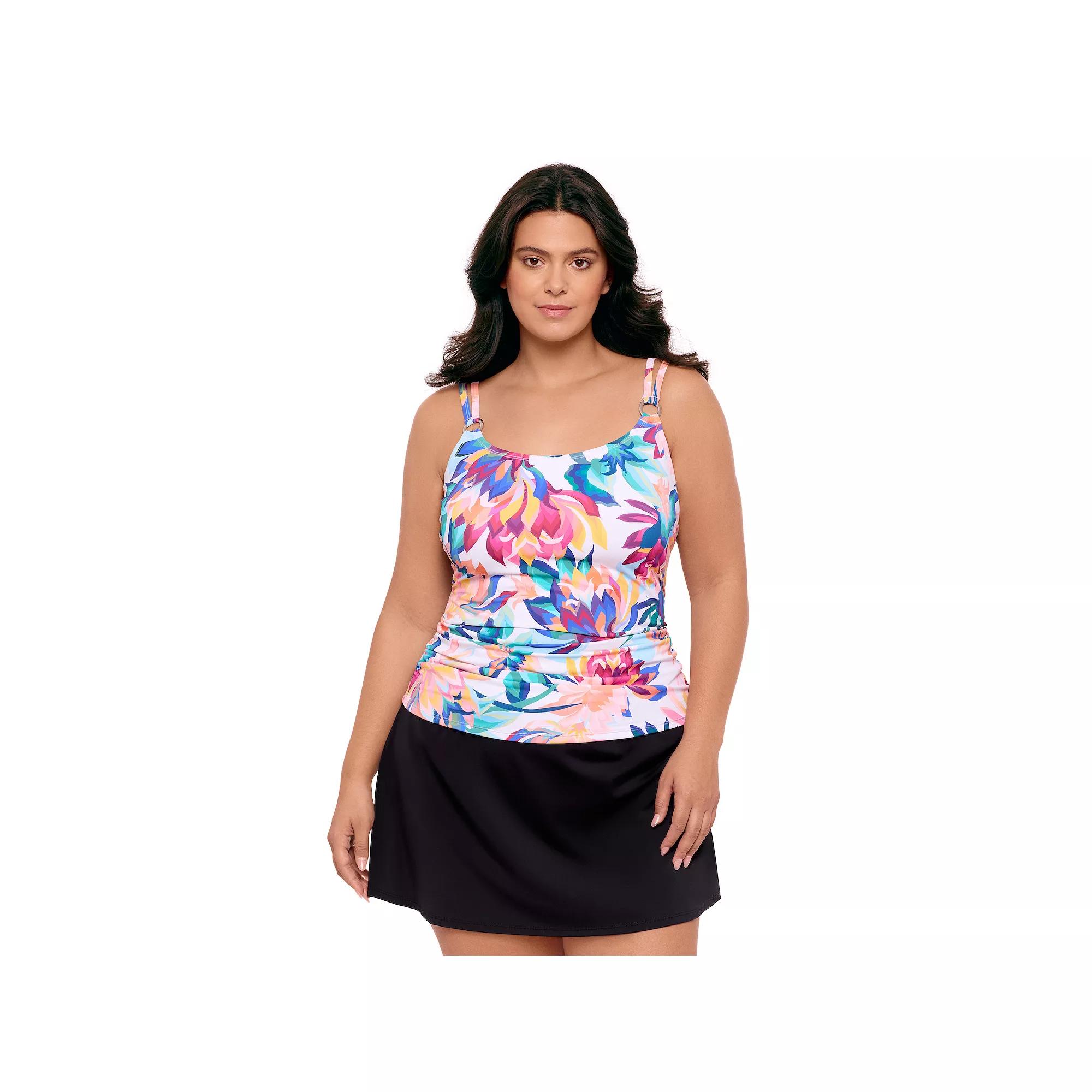 Plus Size Bal Harbour Ring Tankini Top, Womens Product Image