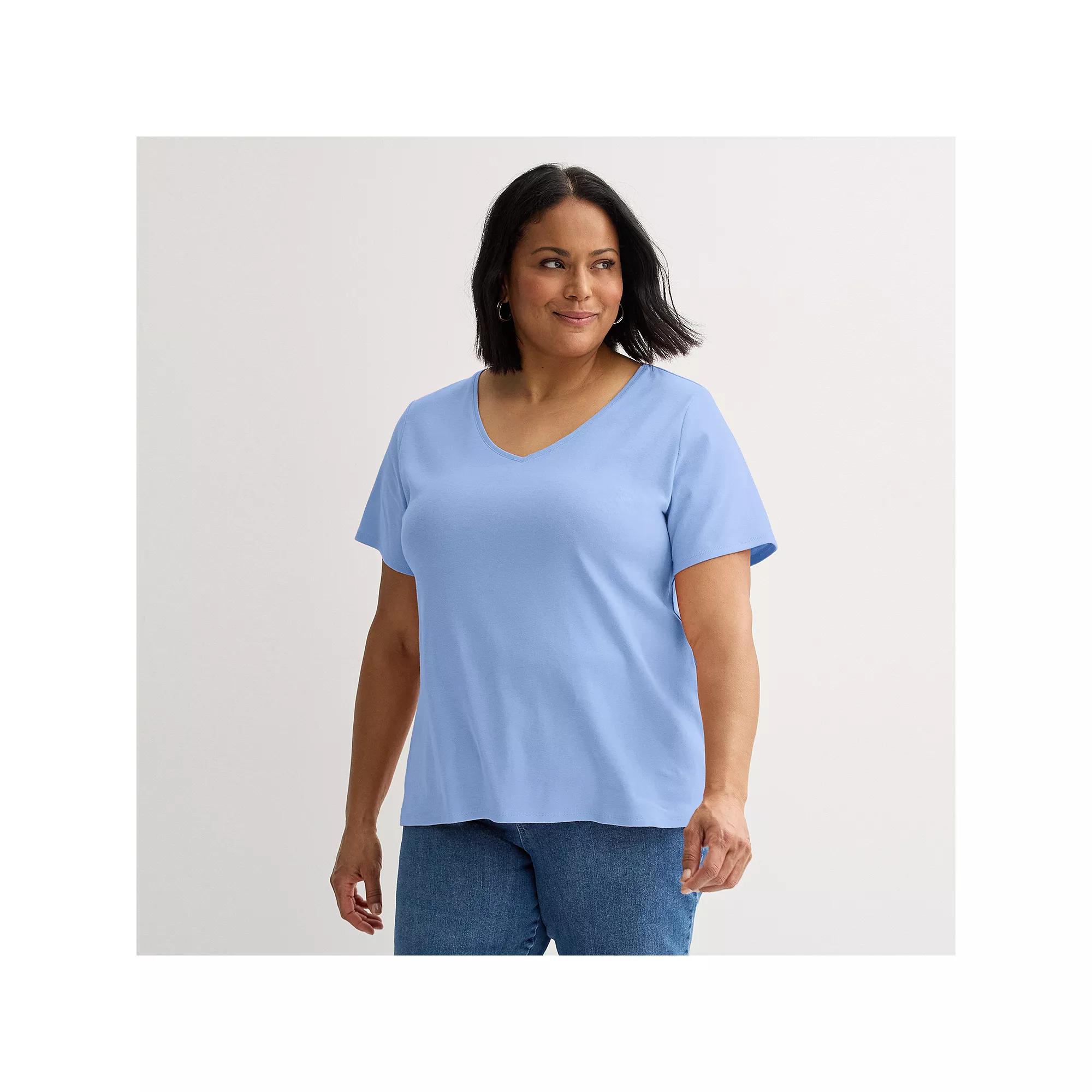 Plus Size Croft & Barrow® Essential V-Neck Top, Women's, Size: 5XL, Palmer Peri Product Image