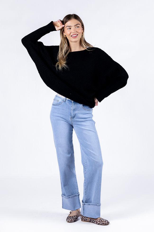 Camila Light Wash Wide Leg Cuffed Jeans FINAL SALE Product Image