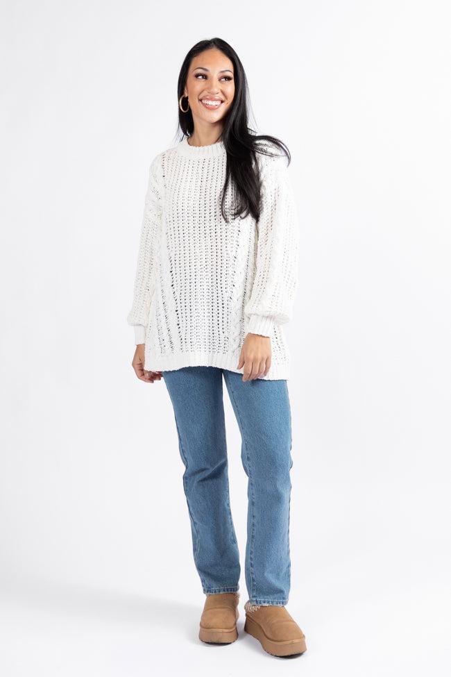 Wide Open Spaces Ivory Oversized Chenille Crew Neck Sweater FINAL SALE Product Image