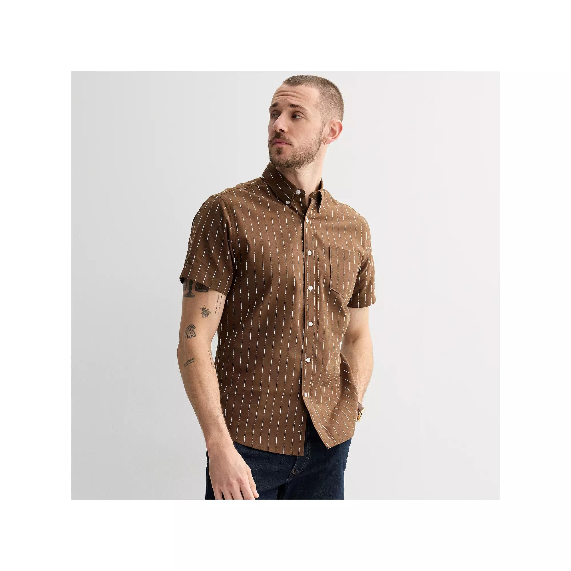 Men's Sonoma Goods For Life® Short Sleeve Perfect Length Button Down Shirt,  Product Image