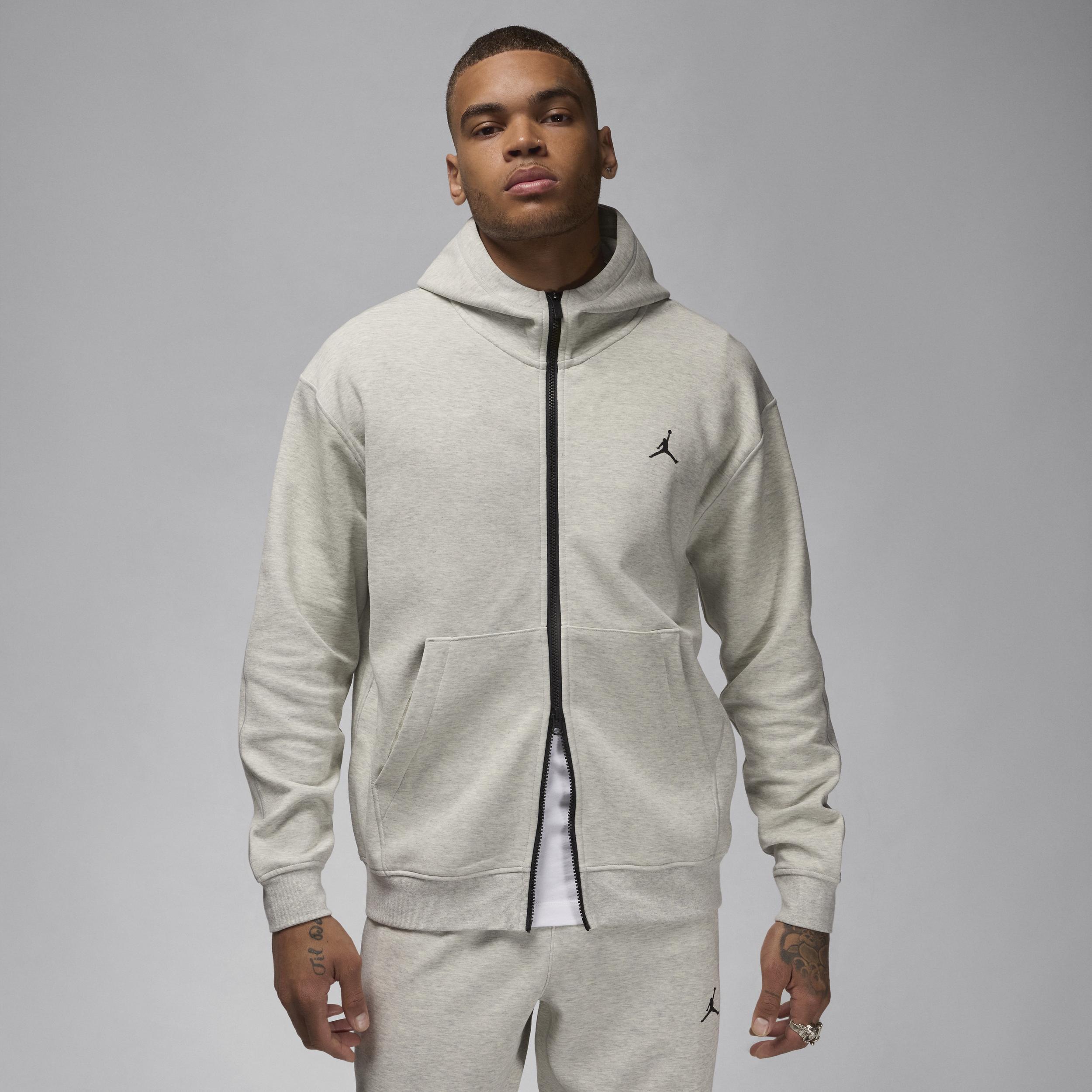 Jordan Mens Jordan Dri-FIT Sport Hoop Fleece Full-Zip - Mens Grey/Black Product Image