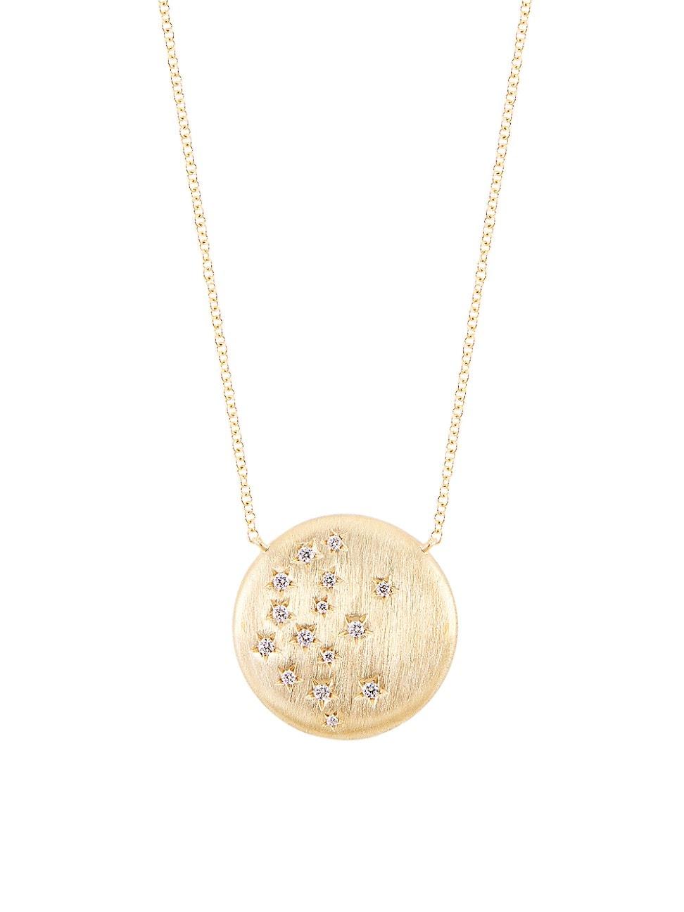 Womens 14K Yellow Gold & 0.14 TCW Diamond Star Pendant Necklace Product Image