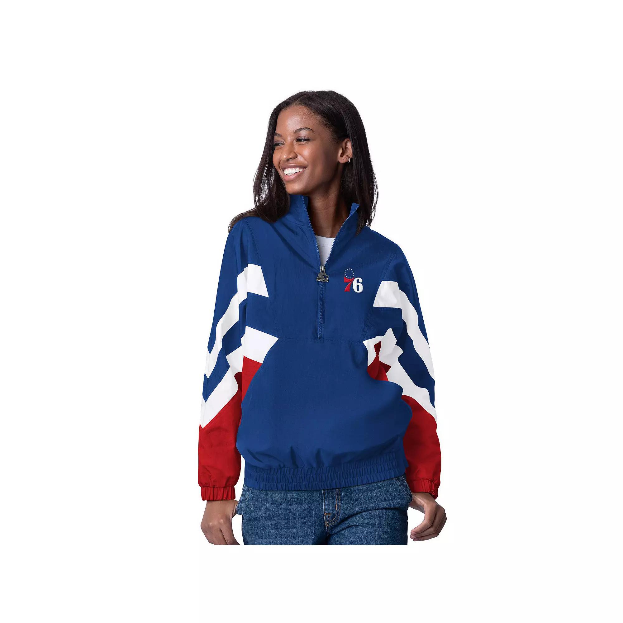 Women's Starter Royal Philadelphia 76ers Renegade Oxford Half-Zip Jacket, Size: XL, 76r Blue Product Image