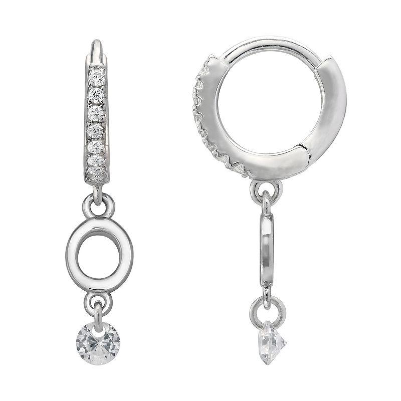 PRIMROSE Sterling Silver Initial Huggie Hoop Drop Earrings, Women's, Sterling Silver U Product Image