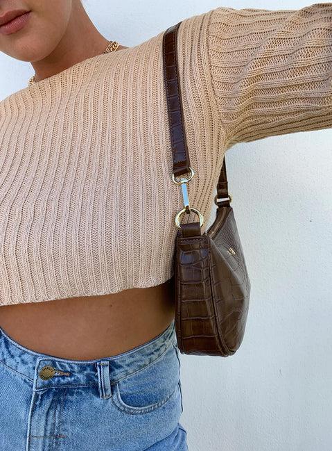 Peta & Jain Piper Bag Chocolate Croc Product Image