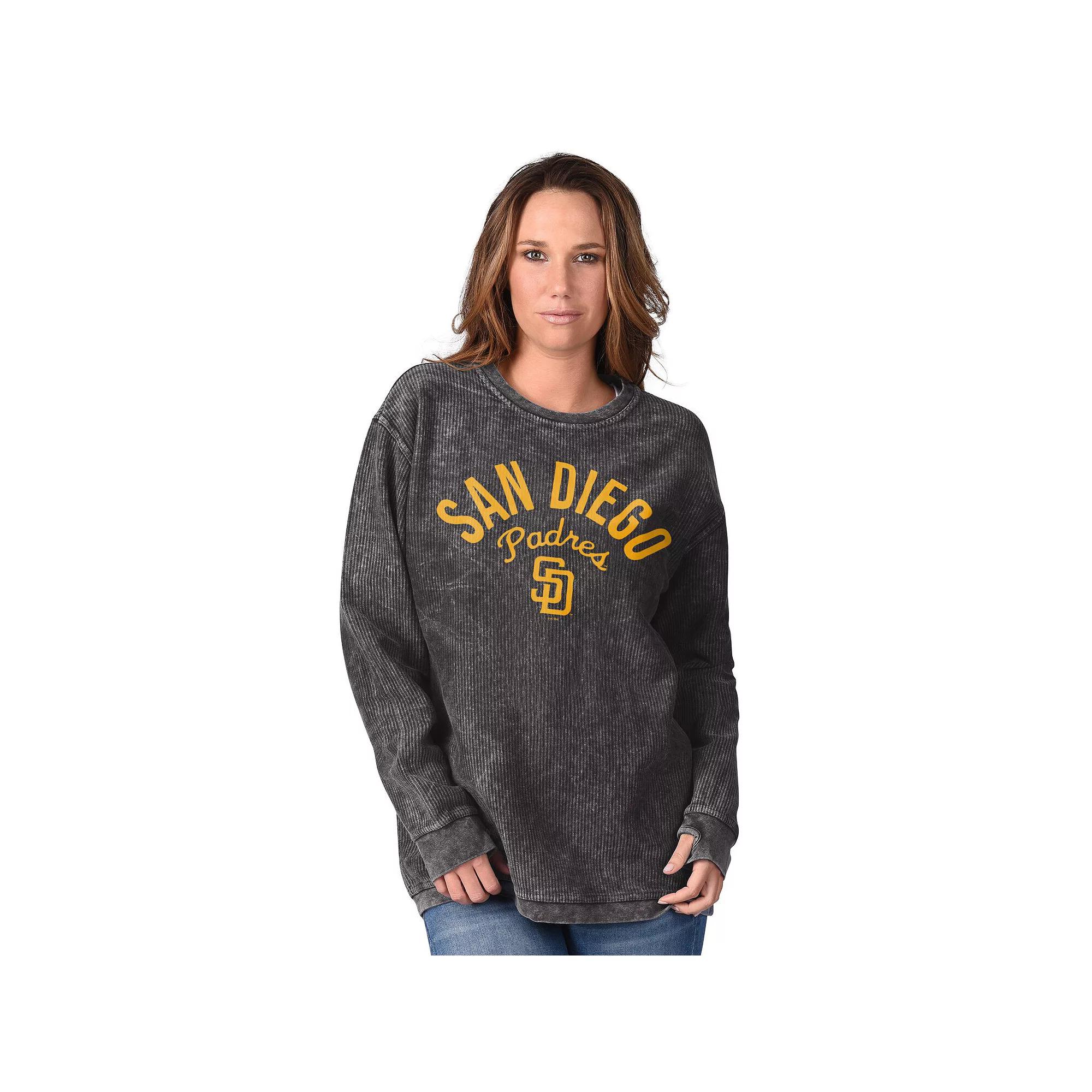Women's G-III 4Her by Carl Banks Black San Diego Padres Comfy Cord Pullover Sweatshirt,  Product Image