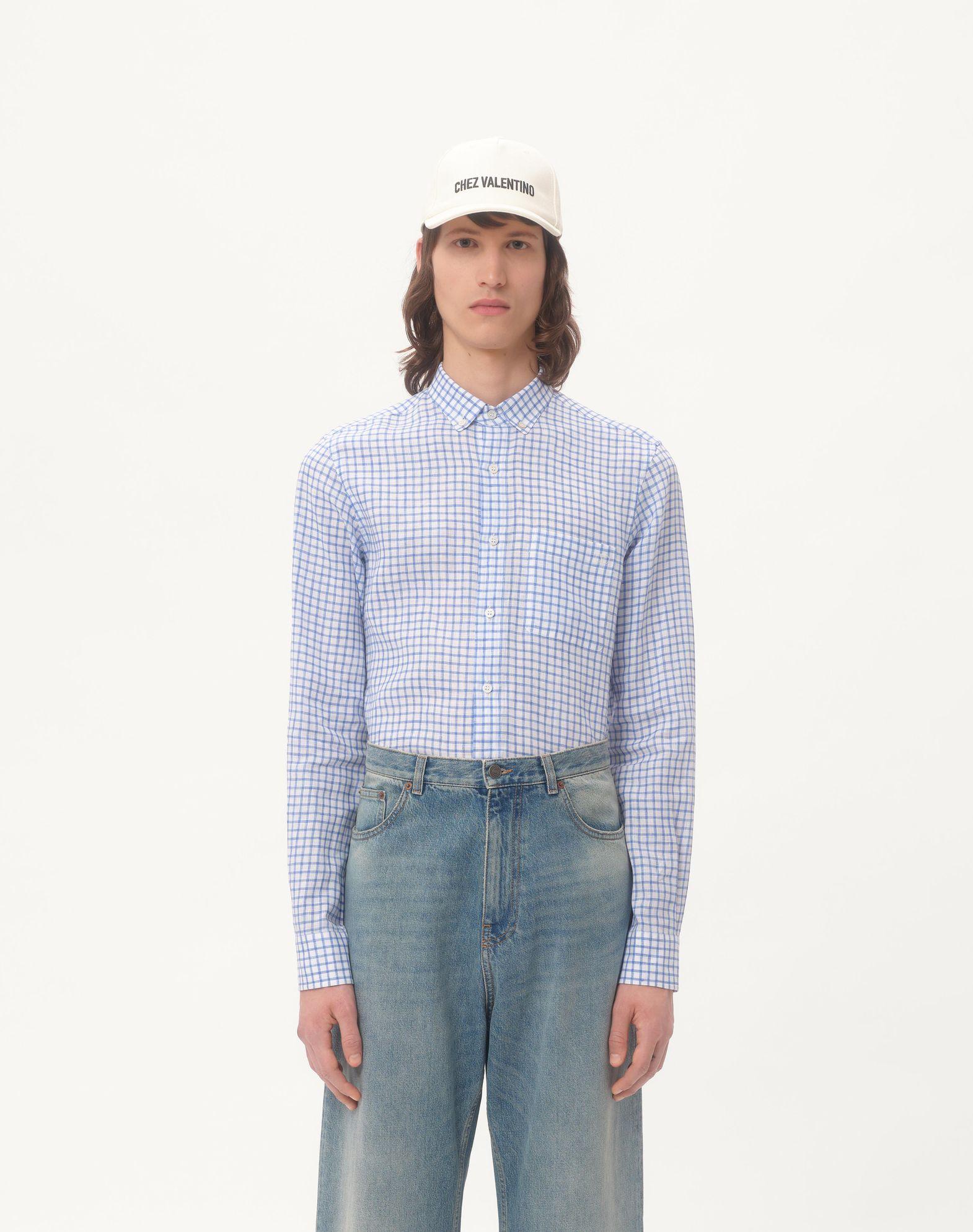 Linen Shirt With Vlogo Embroidery Product Image