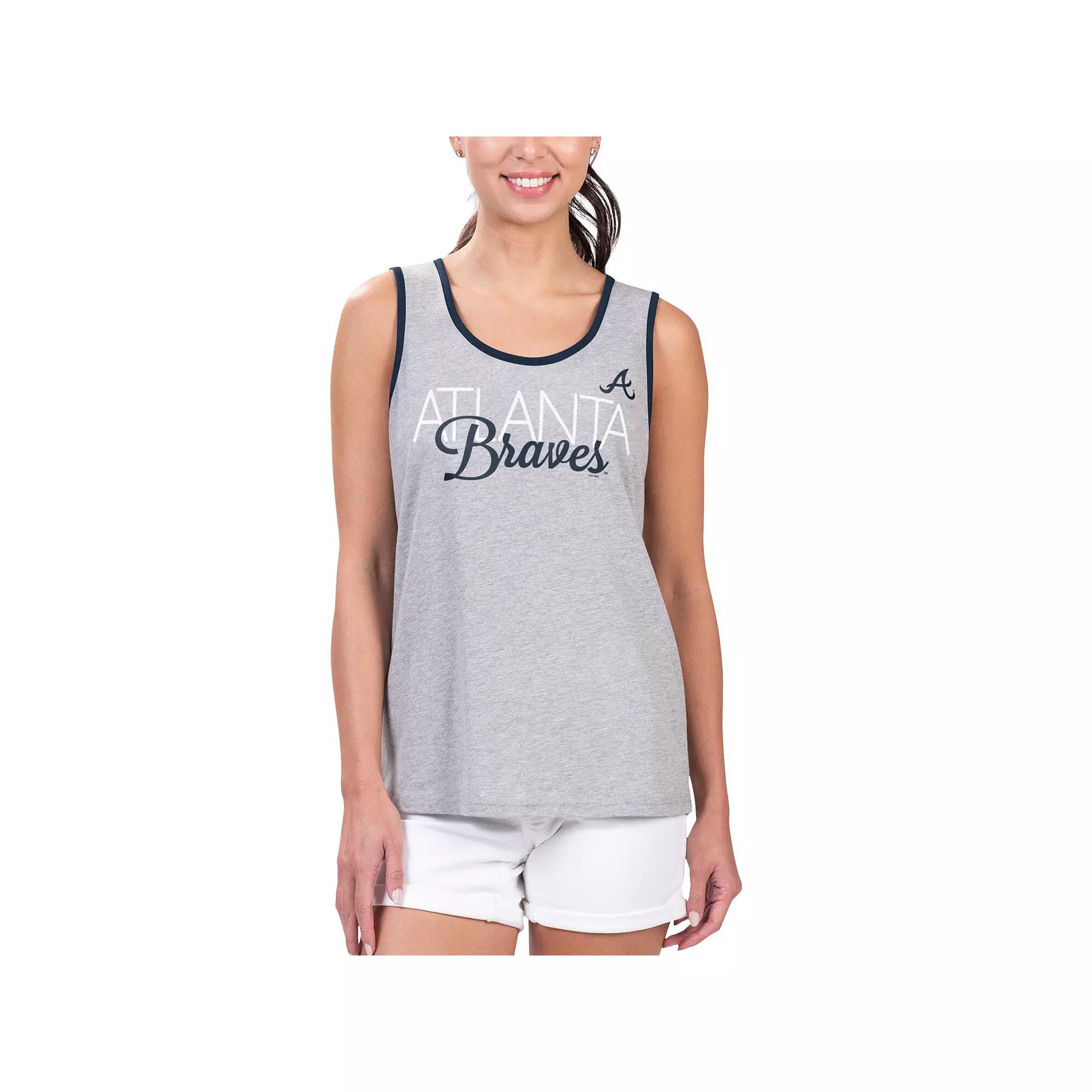 Women's G-III 4Her by Carl Banks Gray Atlanta Braves Fastest Lap Tank Top, Size: XS, Grey Product Image
