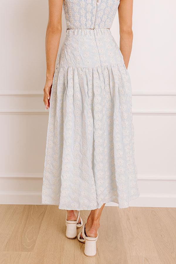 Picking Flowers High Waist Embroidered Midi Skirt Product Image