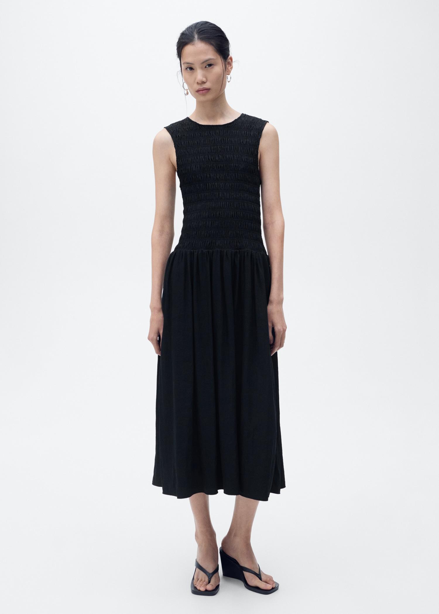 Flared dress with gathered body - Women | MANGO USA Product Image