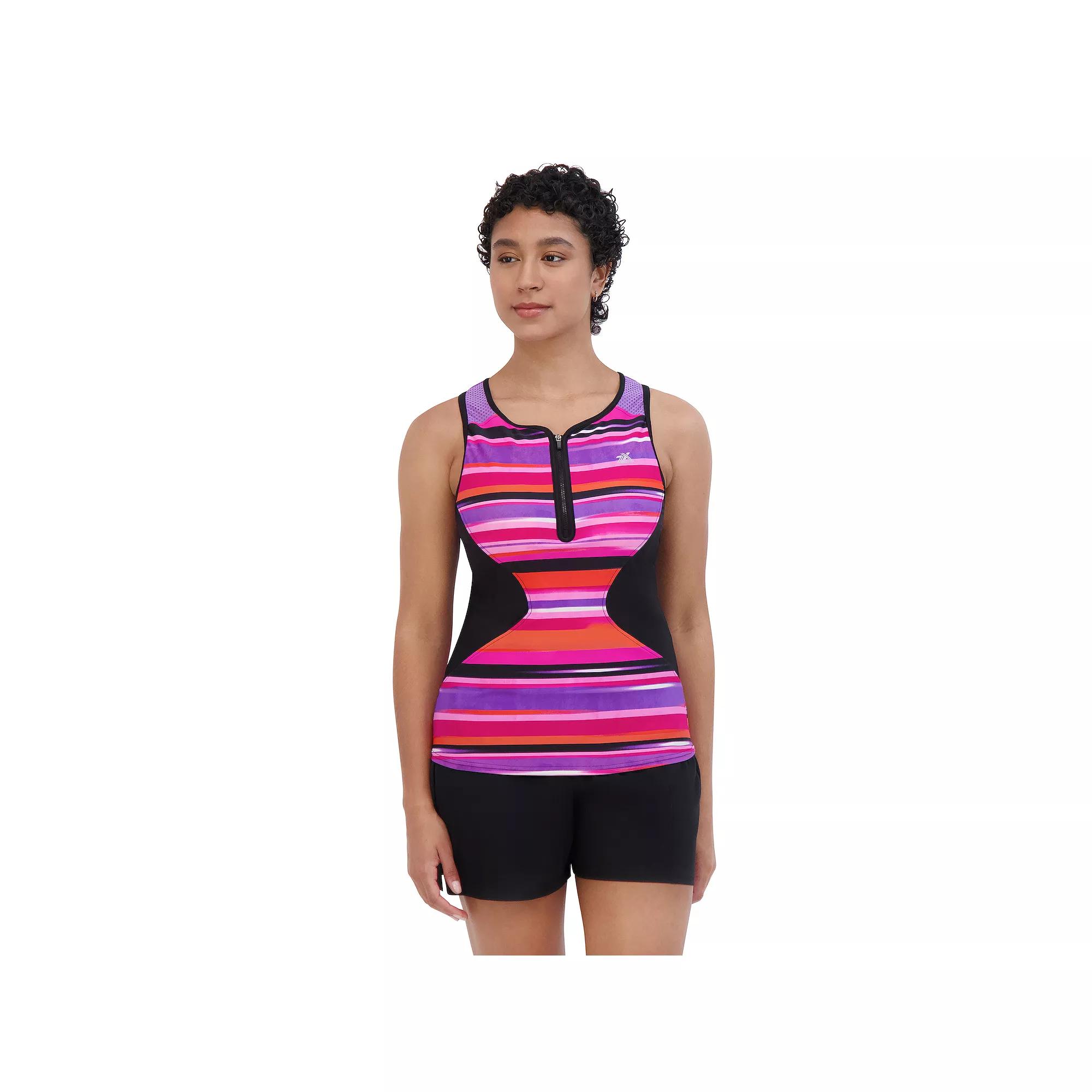 Plus Size ZeroXposur Terrace Scuba Tankini Swim Top, Women's, Size: 2XL, Purple Product Image